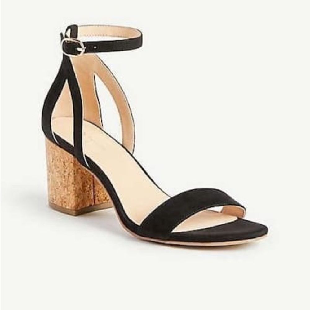 Anne Taylor Black and Cork Chunky heeled sandals‎ Size 7.5 BIN 16